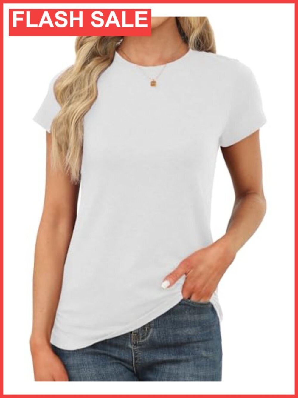 Women's Short Sleeve Crew Neck Stretch Basic T-Shirt